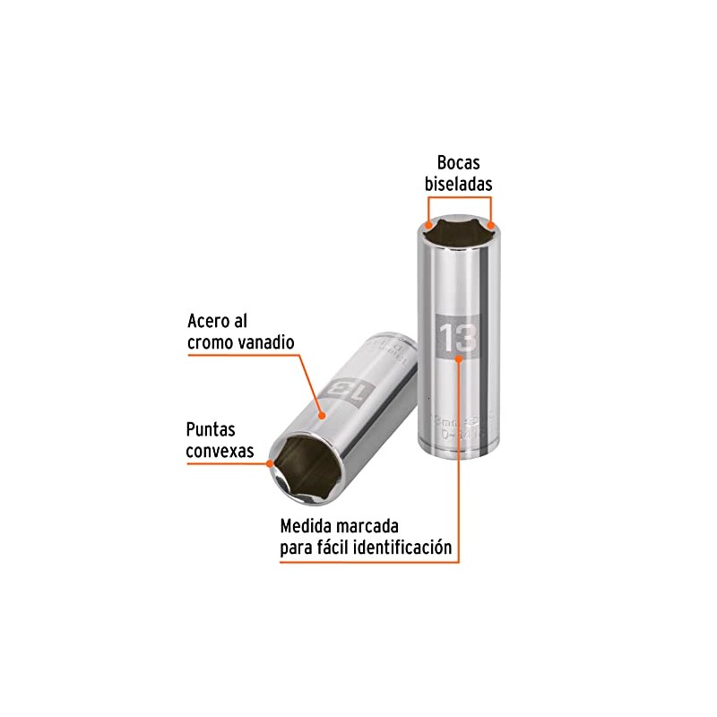 Truper D-1413-LM, Dado largo de 6 puntas mm, 13 mm,