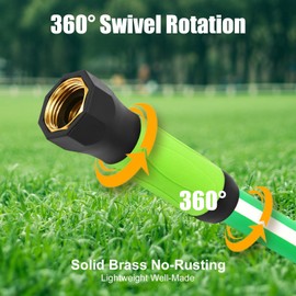 SANFU Upgraded Hybrid Garden Hose 5/8-Inch X 50 FT, Burst 800PSI, Heavy Duty, Water Hose, Non-Kinking With Grip Handle, 3/4" GHT Solid Brass Fittings, Green+White