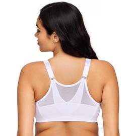Glamorise Full Figure Plus Size MagicLift Front-Closure Posture Back Bra Wirefree #1265 White 58D