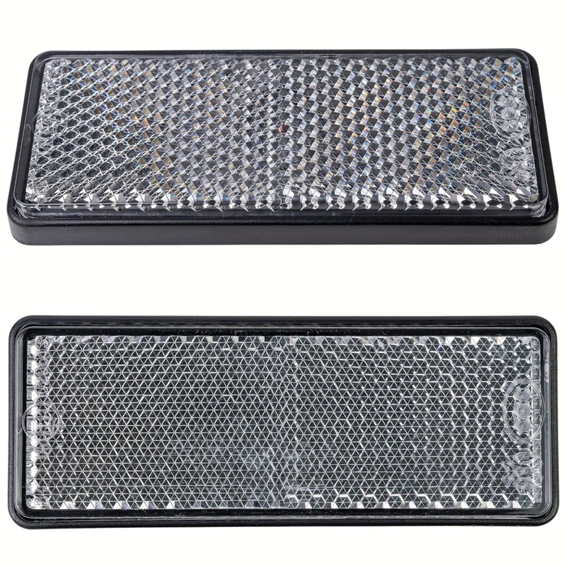 4 Pack Rectangular Reflectors Screw-On White Black Trim, 88 x