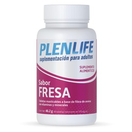 PLENLIFE - Complejo B + Multivitaminas en Tabletas Masticables - Suplemento Alimenticio de Vitaminas y Minerales Sabor Fresa - Frasco con 60 Tabletas / 46 gr