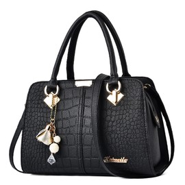 DORRISO Women's Handbag Fashion Ornaments Shoulder Bag Removable Shoulder Strap Travel Casual Elegant Women Top Handle Bag, black A, Handbags