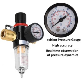 MOCNT 1/4 Inch BSP Filter Water Separator Oil Separator Pressure Regulator Compressed Air Compressor Moisture Trap Pressure Regulator Pneumatic Air Filter Regulator Brass Quick Connector