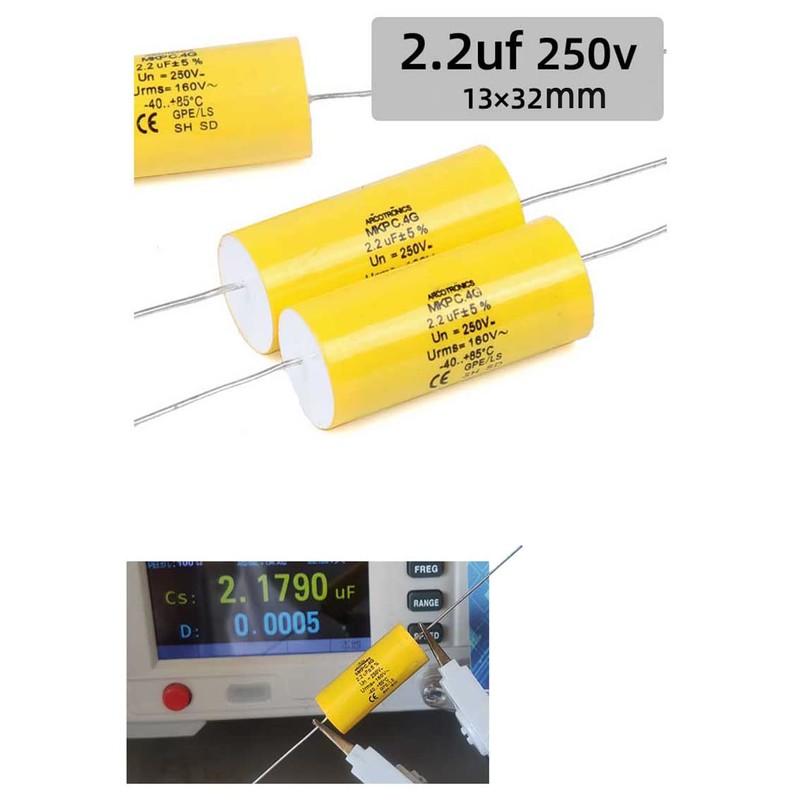 YEGAFE 2pcs 2.2uF 250V Axial Audio Speaker Crossover stepless Film