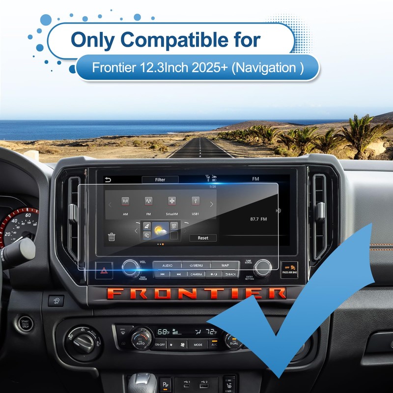 Coleya 2025 Frontier Screen Protector for Nissan Frontier (SV/SL/Pro-X/Pro-4X) 12.3-inch