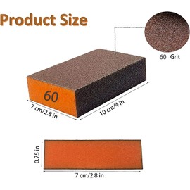 SACKORANGE 8 Pack 60 Grit Sanding Sponge, Wet and Dry Dual-use Washable and Reusable Hand Sanding Block Great for Wooding Metal Wall Sanding …