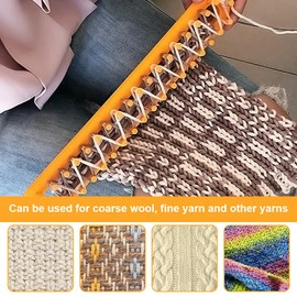 Casenly Knitting Machine, 2 Pieces Loom Knitting Frame with 2 Knits and 2 Crochet Hooks, Loom Knitting Set, Long Knitting Loom, Knitting Frame, Suitable for Hand Knitted Scarves for Adults and