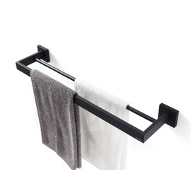 BUVELOT Towel Bar,Towel Rack for Bathroom,Modern Square Bath Towel Shelf Wall Mounted, Double Towel Bar, Matte Black, 071080-MB Les Series