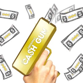 Original Cash Gun | Money Gun | Gold Super Gun | Money Gun | Make It Rain | Party Gun | With 100 Notes Counterfeit Money | Accessories | Game | Party | OriginalCup®