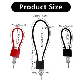 MOSTFUN 3 Pieces Cable Lock with Key, Heavy Duty Padlock with Long Shackle, Padlocks with Key for Suitcase, Gate, Bike, Gym, Locker (Black, Red)