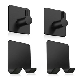 Beekeg Pack of 2 Stainless Steel Towel Holders without Drilling + 2 Razor Holder Shower Universal Wall Hooks for Bathroom Bedroom Kitchen