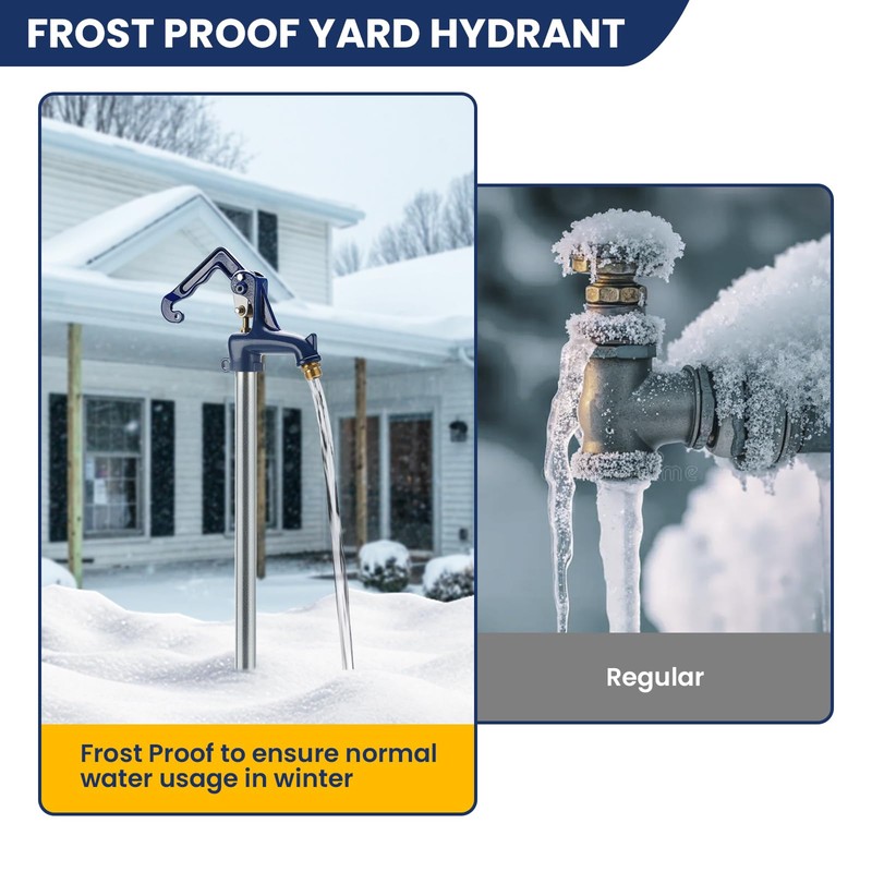 Solimeta 3.25FT Frost Proof Yard Hydrant, Freeze-Proof Outdoor Faucet, 12"