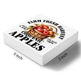 Funny Kitchen Signs, Apple Kitchen Decor, Apple Decor for Kitchen, Kitchen Counter Decor, Farm Fresh Harvest Organic Apples Sign, Country Farmhouse Kitchen Table Cubicle Decor 5 x 5 Inch