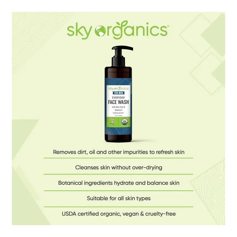 Sky Organics For Men Everyday Face Wash - 6 Oz.