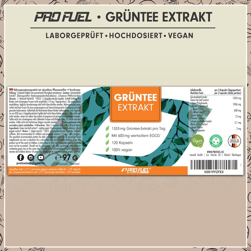 Green Tea Capsules Camellia sinensis | from Profuel | 500mg