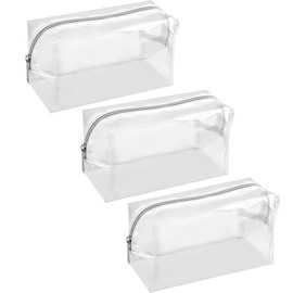 Clear Pencil Case, Large Transparent Pencil Case for Exams Makeup Pouch Travel Cosmetic Bag School Supplies for Teenage Boys Girls Women Mens (3, Transparent)