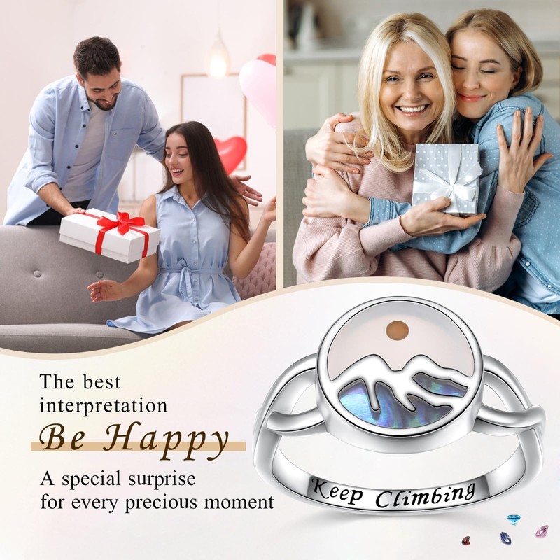 Mustard Seed Mountain Rings for Women 925 Sterling Silver Mountain