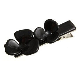 VINGTAINE H-565-BK Tortoise Shell Flower Hair Clip, Dakar Clip, Beak Clip, Hair Accessories, Flower Black