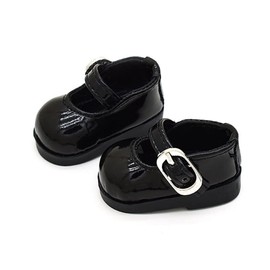 niannyyhouse 20cm Plush Doll High Heels Leather Shoes Length 5cm Doll Accessories Black