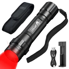 ULTRAFIRE Red Light Flashlight, Zoomable 620-630nm Red Light for Hunting, Night Vision, Astronomy