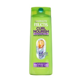 Garnier Fructis Curl Nourish Moisturizing Shampoo for Curly Hair, Plant Protein and Coconut Oil Formula, Up to 48HR of Curl Definition, Sulfate Free & Vegan, 12.5 Fl Oz (Packaging May Vary)