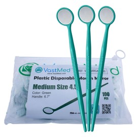 100PCs Dental Grade Disposable Dental Mouth Mirrors by VASTMED | Oral Dental Mirror Plastic Dental Instrument | Anti Fog Mouth Glass Mirror for Teeth with Handles Plastic Tooth Mirror