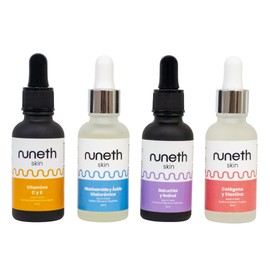 NUNETH - Set de Cuidado Facial, Rutina Natural para Piel Sana y Radiante, 4 Serums Faciales con Vitamina C y E, Niacinamida y Ácido Hialurónico, Bakuc