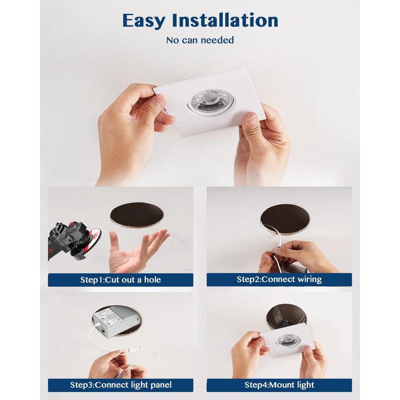 Wembanma 3 Inch Gimbal Recessed Light 8W 5CCT Selectable, 360°