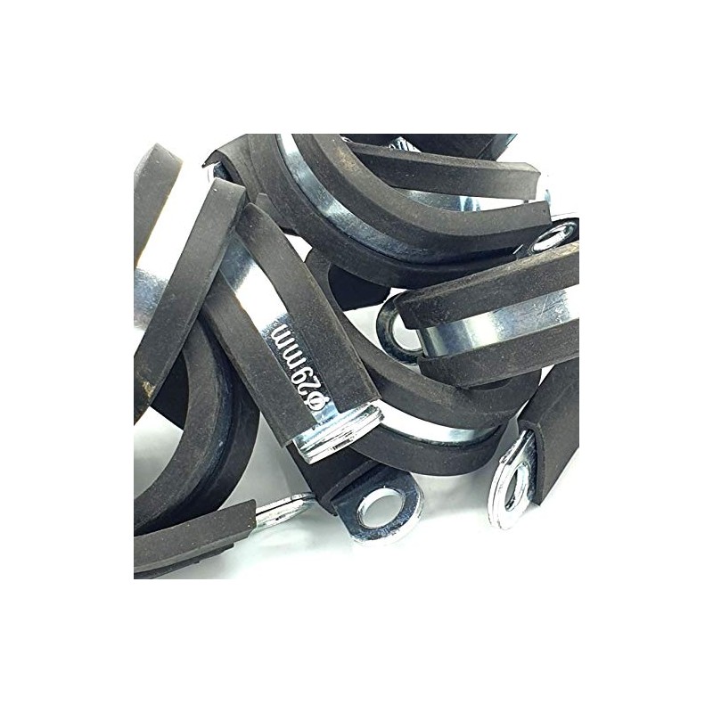 10pcs x 29mm Rubber Lined Cable P-Clips Steel Hose P