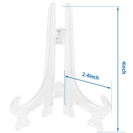 Litoexpe 24 Pcs 4 Inch Clear Plastic Easels Plate, Picture Frame Stand Holder Acrylic Display Easels, Baseball Card Display Stand