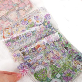 Alideco brand flake sticker sticker collage material paper retro cute flowers, lemon, strawberry, fruits PET water resistant Korean sticker book, memo paper notebook material, diary decoration