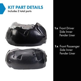 TRQ TRQ Front Inner Fender Liner Set Compatible with 2005-2010 Dodge Dakota 2011 Ram CH1248129 CH1249129
