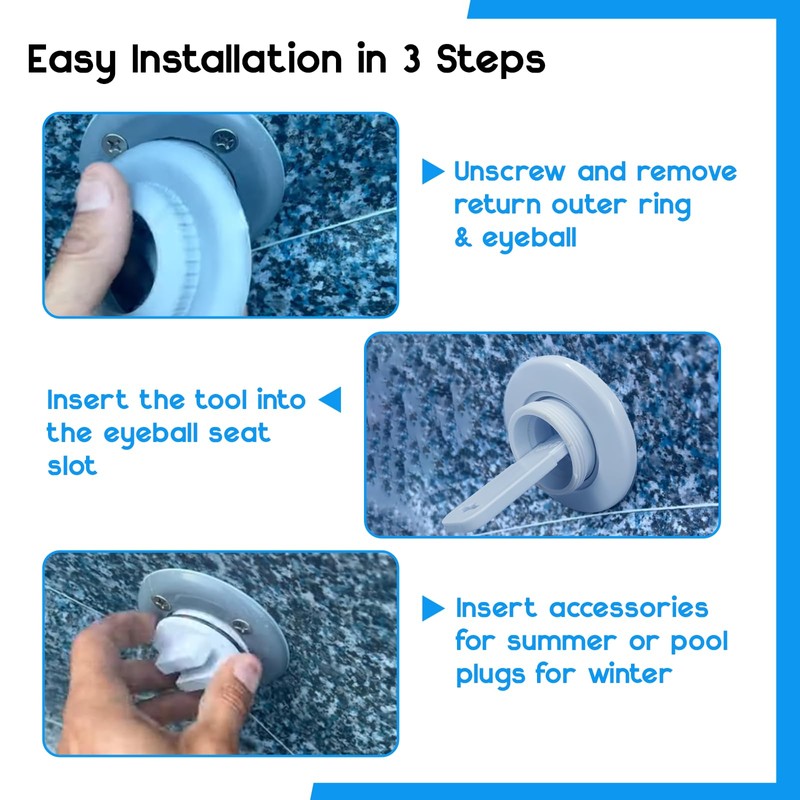 Pool Jet Nozzle Covers and 1.5" Threaded Pool Return Plug