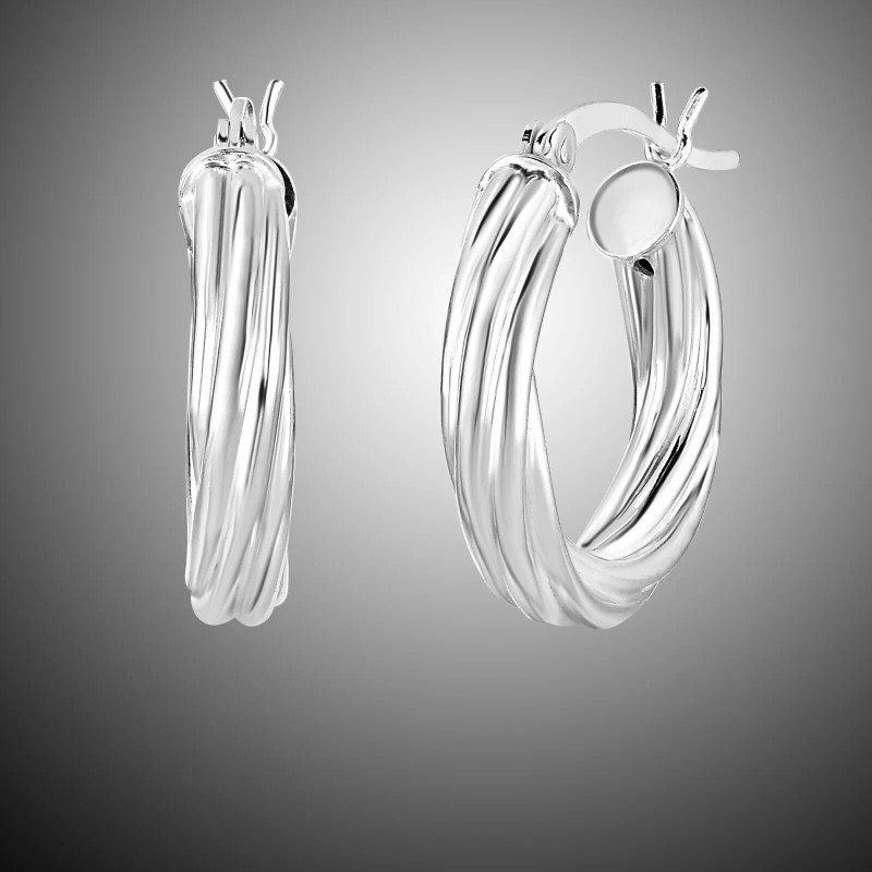 Verona jewelers 925 Sterling Silver 14K White Gold Plated Twisted