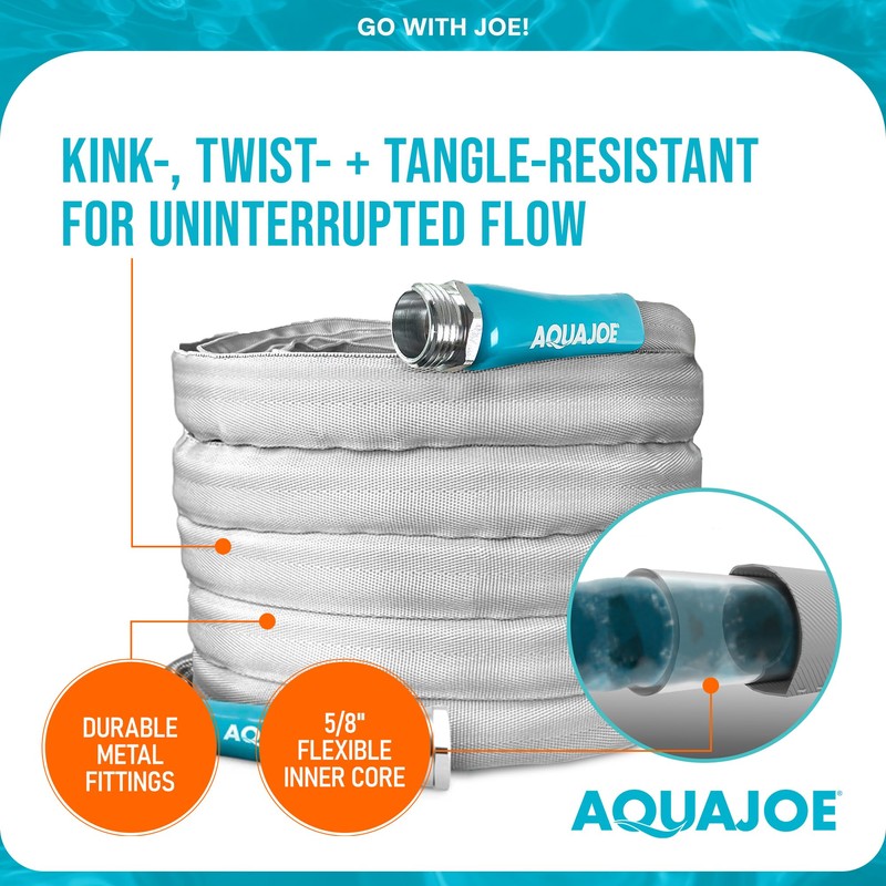Aqua Joe AJFJH25-58-PRX XTREME FIBERJACKET Flexible, Kink-Resistant Garden Hose, 600