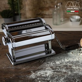 MARCATO Made in Italy Atlas 180 Classic Manual Pasta Machine, Chrome Steel. Makes Lasagne, Fettuccine & Tagliolini.