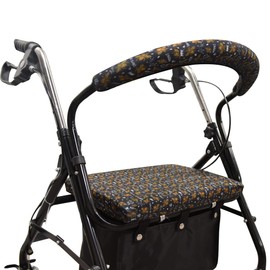 SPRING SEAON Rollator Walker Seat and Backrest Cushion Covers Set - Removable Washable Soft Fabric, Universal Fit & Adjustable Patterns, Essential Rollator Accessories (Black)