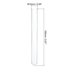 PATIKIL 13ml Plastic Test Tubes with Cork Stoppers, 5Pcs 150x15mm Tubes for Scientific Party Decoration Candy Bead Storage Bath Salt Lab Use, Clear