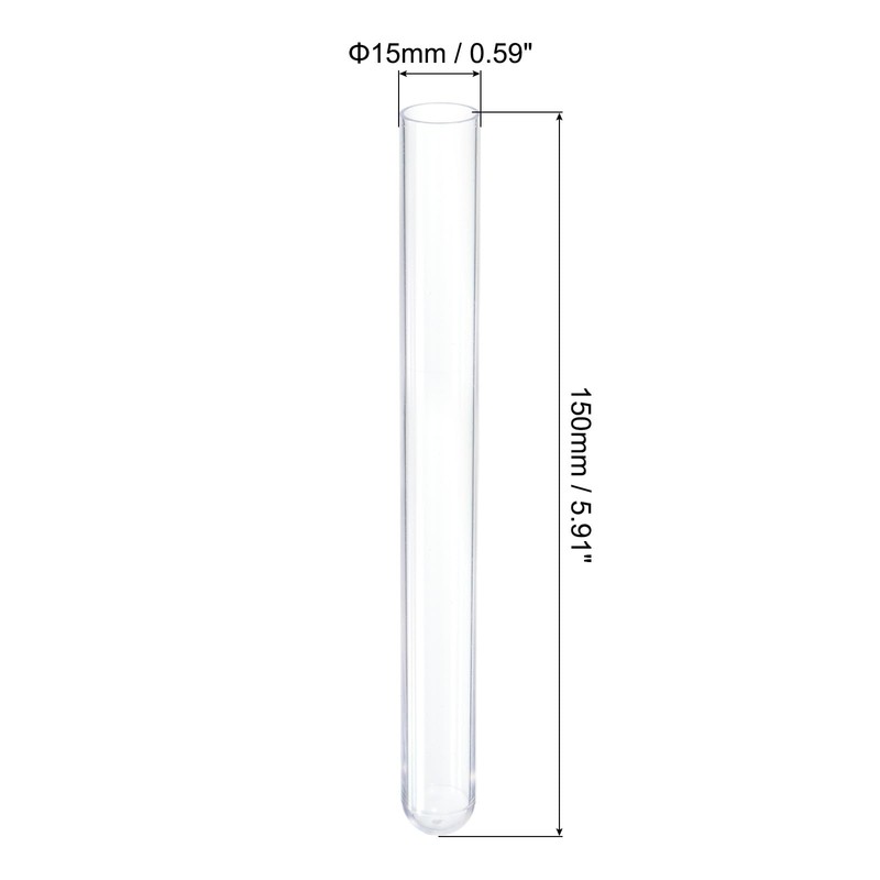 PATIKIL 13ml Plastic Test Tubes with Cork Stoppers, 5Pcs 150x15mm