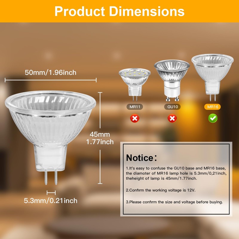 TaFiCo MR16 Halogen Bulbs, Dimmable Halogen Bulbs 12 V 35