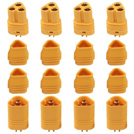 Boladge 4 Pairs MT60 3 Pole 3.5 mm Bullet Ball Plug Male and Female Adapter RC Plug ESC to Motor Connection Set (4 Pairs MT60)