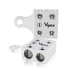 Vgate Car Battery Terminal Connectors，4-Way Battery Terminal Clamps, 8AWG up to 2/0(XL) AWG Gauge for Lithium or AGM Lead Acid Battery, Positive and Negative (+/-)(1 Pair) M10 or 3/8”-16