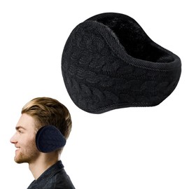 AWOCAN Earmuffs Knit Ear Warmers Ear Muffs Winter Women Warm Fur Earwarmer Foldable for Women Men Outdoor Activities (BLACK)