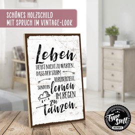 TypeStoff Wooden Sign with Saying - Dancing in the Rain - Vintage Look with Quote as a Gift and Decoration on the Theme of Life, Fate, Patience and Storm - HS-00257