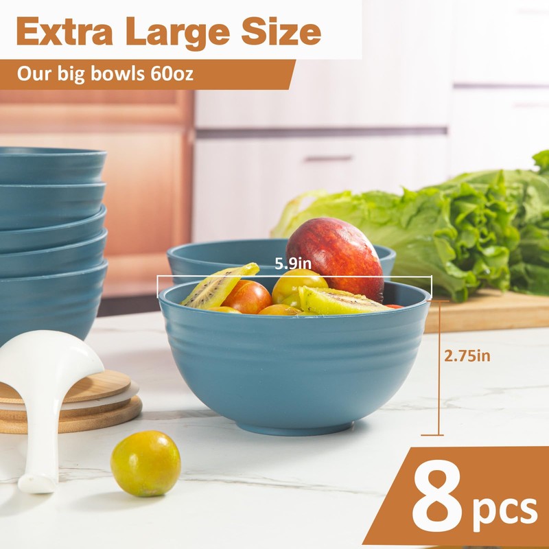 Wheat Straw Bowl Sets, 8PCS Unbreakable Wheat Straw Cereal Bowls,