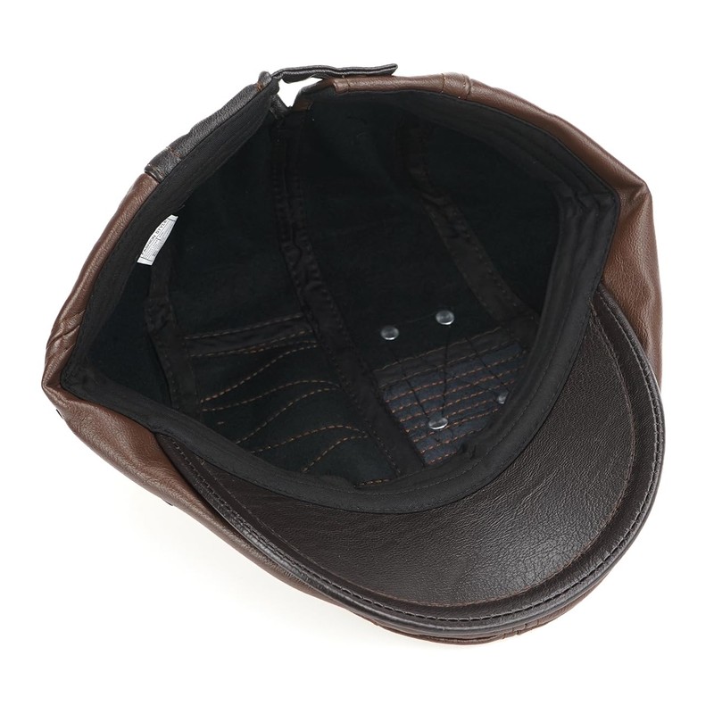 Wovanoo PU Leather Beret Hat Casquette Flat Visor Newsboy Cap