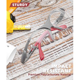 QALLY Wrap-Around Safety Glasses for Men ANSI Z87 Anti-Fog Work Glasses Adjustable Frame with Removable Foam Nose Pad, Black Red