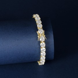 Gemsme 6.0mm Tennis Bracelet, 18K Yellow Gold Plated 6.0mm Round Cubic Zirconia Classic Tennis Bracelet For Men and Women