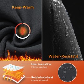 BALEAF Women's Fleece Lined Leggings Waterproof Thermal Warm Tights High Waisted Plus Size Hiking Pants with Pockets 25'' Black 3XL