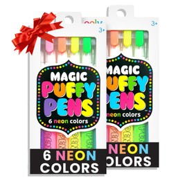 Ooly Puffy Paint Neon Gel Pens 2 Pack (12 Pens), 3D Foam Texture Painting Magic Puffy Pen, Creative and Fun Pens for Kids Arts and Crafts Drawing Supplies, Holiday Pens for Kids